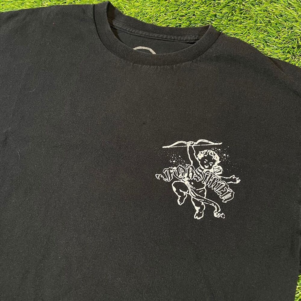 CVLA Affliction style streetwear Black Cotton T-Shirt White Cupid Angel Graphic